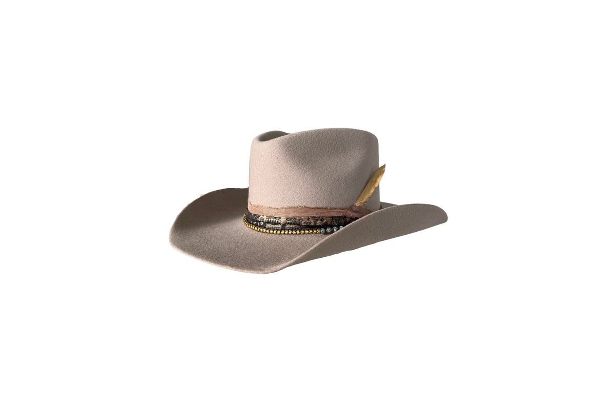 Venado light brown felt western hat, angled view