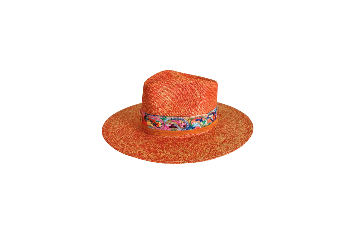 Solana copper Panama straw hat, angled view