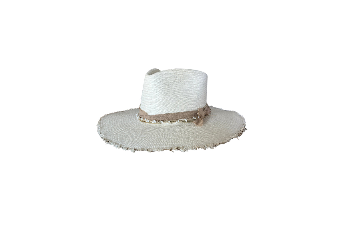 Espuma ivory Panama straw hat, angled view