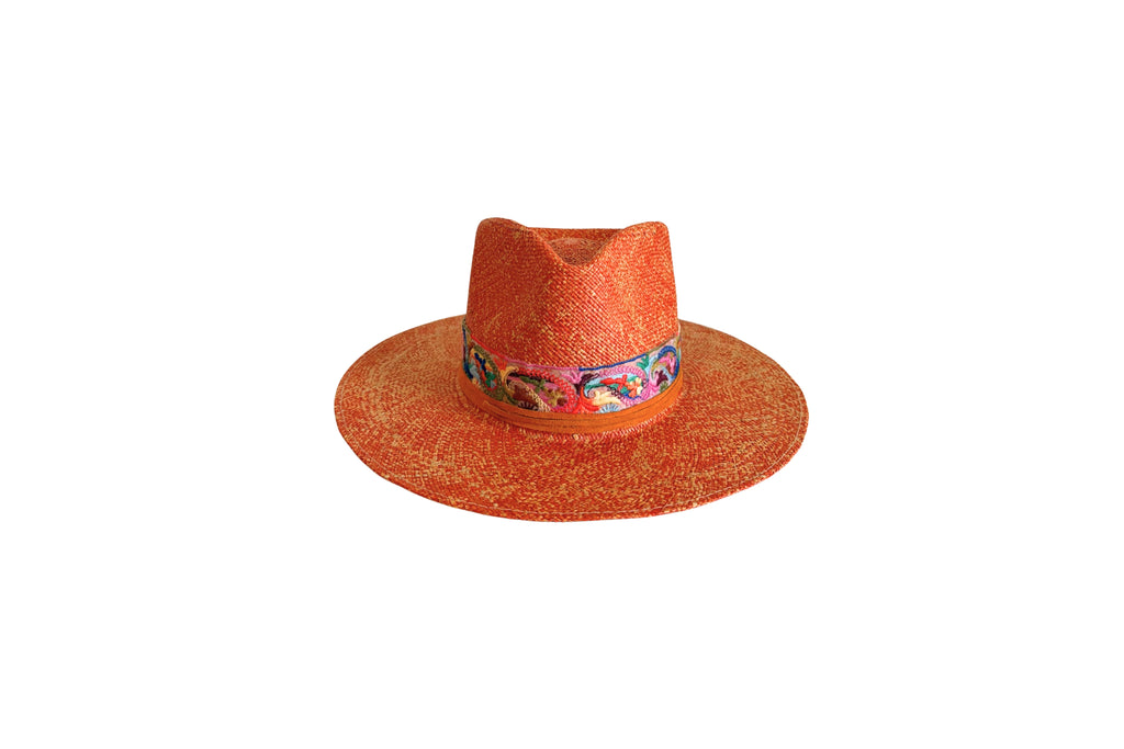 Solana copper Panama straw hat, front view