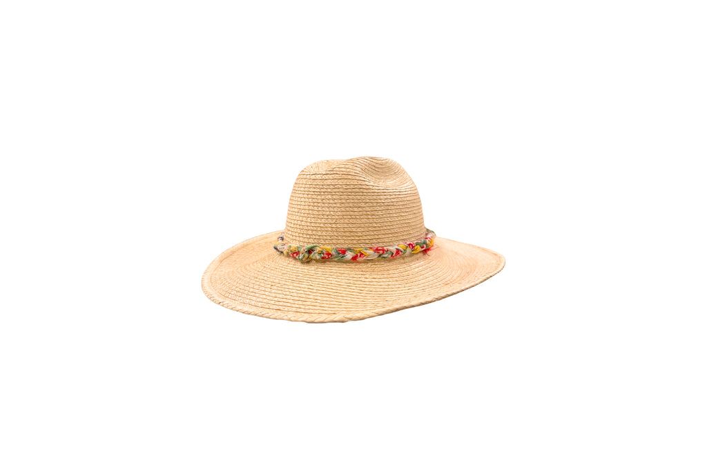 Nido kids palm straw hat, front view with brim tilted up