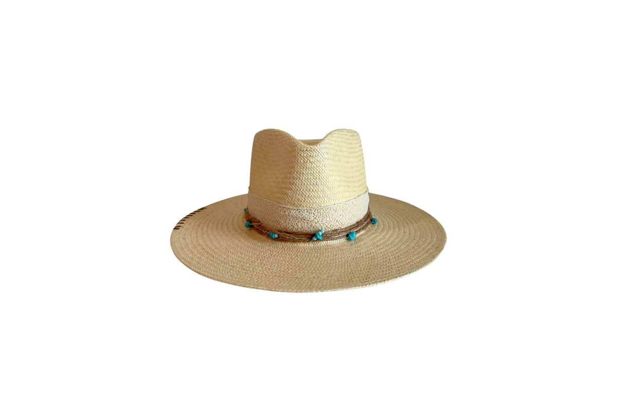 Turquesa natural Panama straw hat, front view