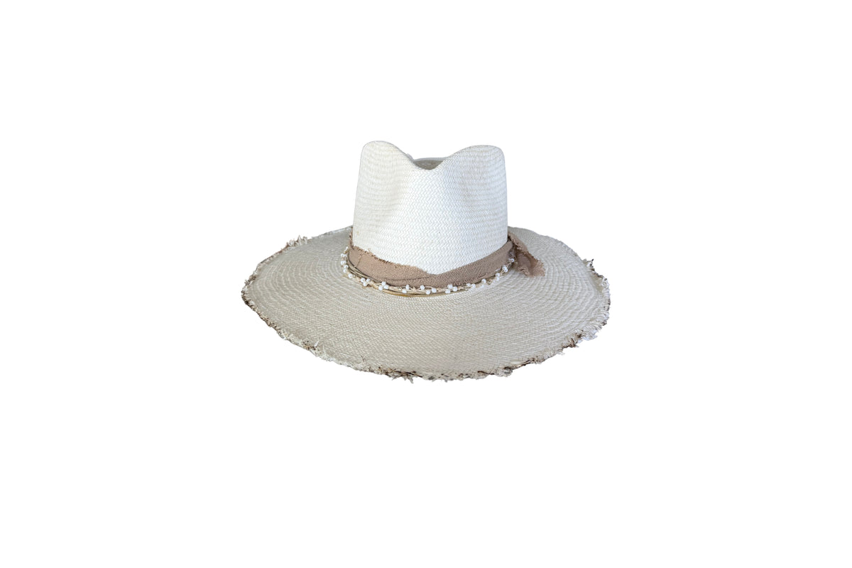 Espuma ivory Panama straw hat, front view