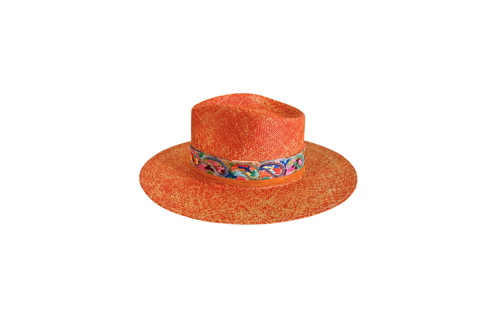 Solana copper Panama straw hat, side view