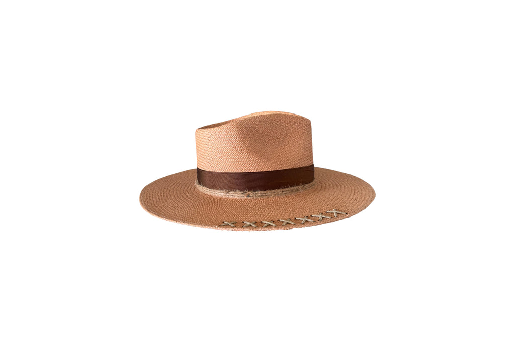 Cantera side view with hand-stitched suede X detailing on the brim