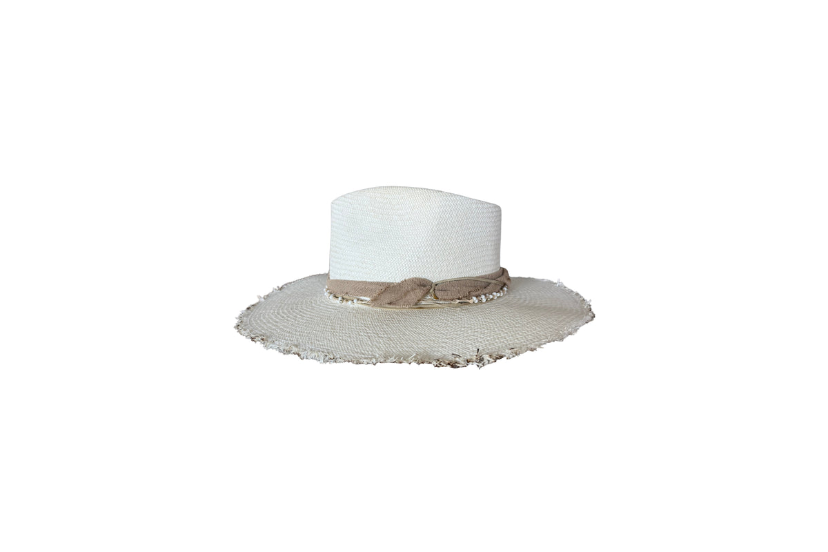 Espuma ivory Panama straw hat, side view