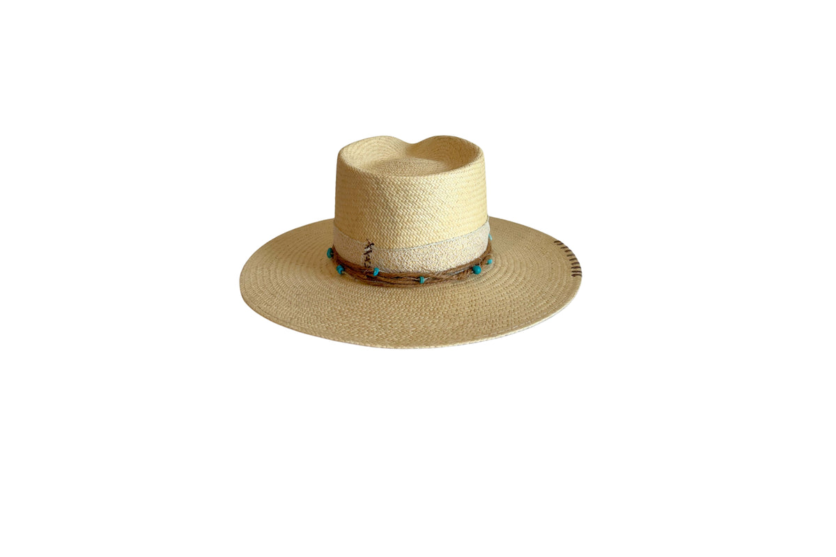 Turquesa natural Panama straw hat, back view