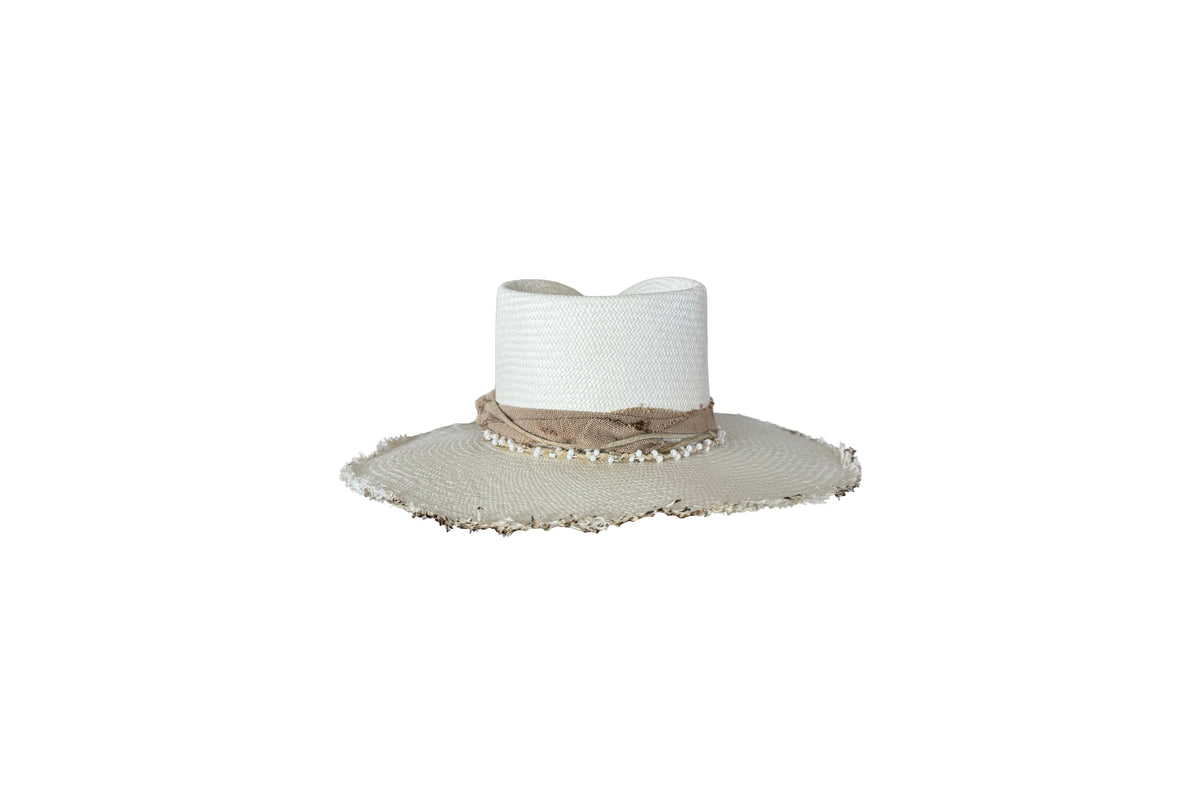 Espuma ivory Panama straw hat, back view