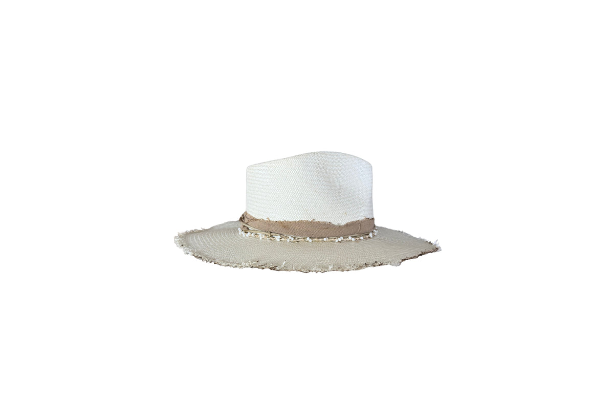 Espuma ivory Panama straw hat, other side view